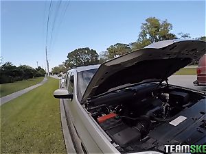 black-haired teen Ashley Adams fucked in the car