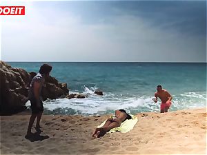 LETSDOEIT - super-steamy black teen smashed stiff At The Beach
